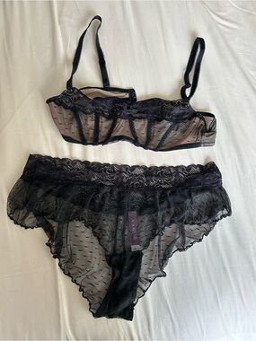 Adore Me Black Lace Bralette & Brief Set